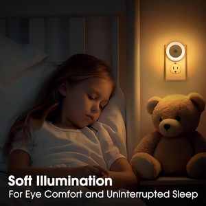 Veilleuses LED rondes de 0,6 W avec capteur de lumière, lampe de nuit enfant à brancher, veilleuse pour chambre à coucher - Product Image 4