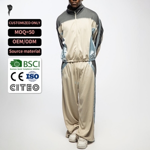New Design Custom <b>Two</b> <b>Pieces</b> <b>Mesh</b> Track Suit <b>Set</b> Baggy Fit Color Block <b>Mesh</b> Tracksuit - Product Image 1