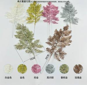 Decorazione della casa di natale piante artificiali oro foglia di plastica simulazione <span class=keywords><strong>foglie</strong></span> di pino in polvere dorata - Product Image 4