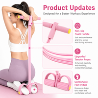 Bandas de Resistencia de Pedal con 4 Tubos, Bandas de Resistencia para Gimnasio en Casa, 4 Cuerdas Elásticas para Entrenamientos de Cuerpo Completo, Entrenadores Abdominales