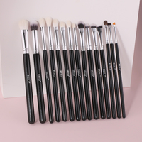 Haute qualité 15 pièces doux naturel cheveux de chèvre pinceaux de maquillage pour les yeux ensemble crayon Eyeliner à sourcils Ultra-mince et pinceaux de mélange quotidiens