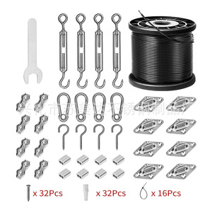 Black Plastic Coated Steel Wire <b>Rope</b> Tensioner Coupling Spring Hook For Outdoor <b>Lighting</b> Support - Product Image 2