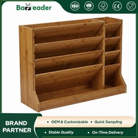 Étagère de rangement murale moderne multifonctionnelle personnalisable en bambou foncé écologique à 5 niveaux pour bureau, organiseur de fichiers, salon