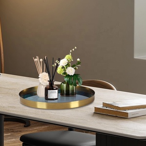 Décor de <span class=keywords><strong>maison</strong></span> de Noël Jane European Light Luxury Restaurant Hotel Blue Glass Agate Pattern Tray - Product Image 6