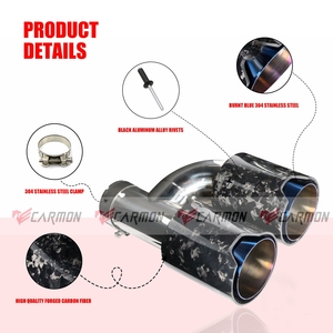 Punta de escape de fibra de carbono forjada tipo H doble con acabado azul quemado y tubo silenciador de acero inoxidable 304 para <span class=keywords><strong>BMW</strong></span> M Performance - Product Image 3
