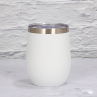 Gobelet à vin en acier inoxydable à double paroi de 12oz tasses isolées en forme d'oeuf sous vide avec couvercles