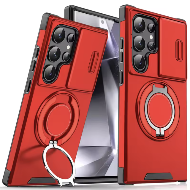 Shockproof Slide Camera Lens Protective Phone Case for Samsung Galaxy S26 S25plus S24 S23 S22ultra Fe Magnetic Ring Holder Cover