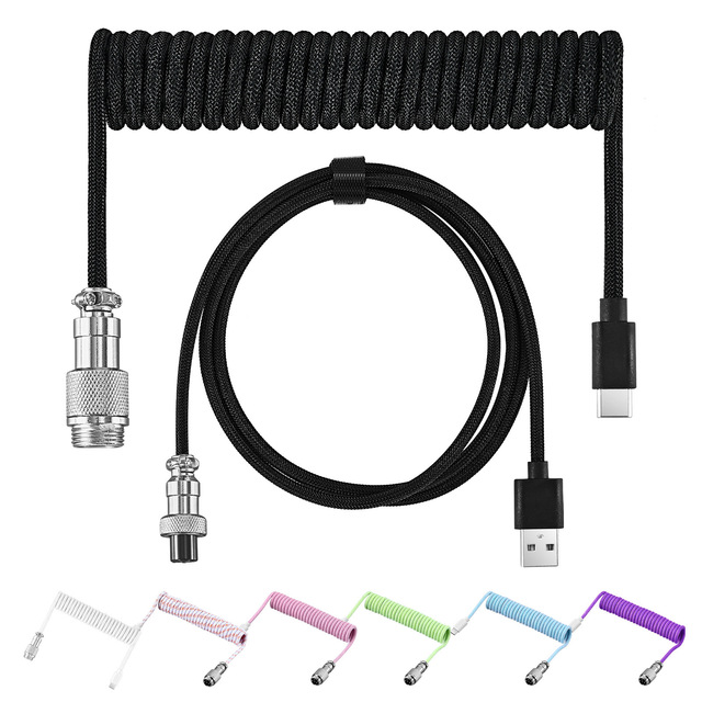 DIY Aviator Cable / Data Cable Gaming Keyboard Cord / USB Cable (Coiled) for PC