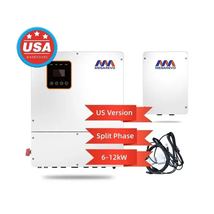 Megarevo Usa Magazijn Lcd-Scherm 6 8 10 12kw Pure Sinus Inverseur Hybride Voor Lithium Batterij/Lood-Zuur Batterij