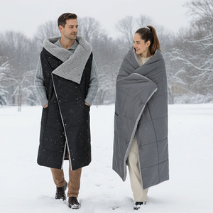 2 In 1 Wearable <b>Heated</b> <b>Blanket</b> Polyester One Size <b>Battery</b> Powered Fast Heating Outdoor Camping Use - Product Image 3