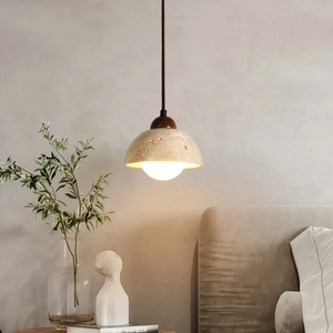 Luminaire suspendu rond en pierre <span class=keywords><strong>de</strong></span> travertin nordique, style Wabi Sabi, pierre naturelle, lustre pour hôtel, restaurant, salle à manger - Product Image 5