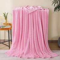 Couverture en flanelle à rayures verticales ultra douce, couverture polaire unie, couverture épaisse et moelleuse pour lit domestique, vente en gros