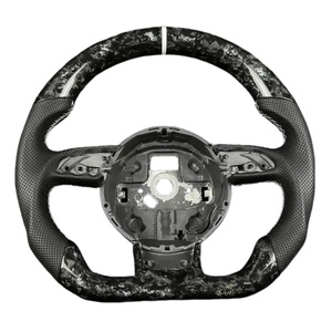 Volant personnalisé pour Audi A3 A4 A5 A6 <span class=keywords><strong>A7</strong></span> Q3 Q5 Q7 B8 <span class=keywords><strong>R3</strong></span> Volant perforé Volant à fond plat Fibre de carbone - Product Image 1