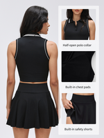 Conjunto Deportivo de Golf sin Mangas Personalizado, Ropa Casual Transpirable y Elástica de 2 Piezas con Falda de Tenis para Mujer con Pantalones Cortos Integrados
