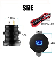 Prise de charge rapide double USB QC3.0 améliorée 12V/24V |   Voltmètre numérique LED, interrupteur à commande tactile