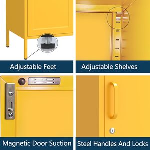 ตู้เสื้อผ้าเหล็กสมัยใหม่ ประตูคู่ พร้อมก้านแขวนเสื้อผ้าแบบล็อคได้ สำหรับห้องนอน ห้องนั่งเล่น เฟอร์นิเจอร์พับได้หลากสีสำหรับใช้ในบ้าน - Product Image 3