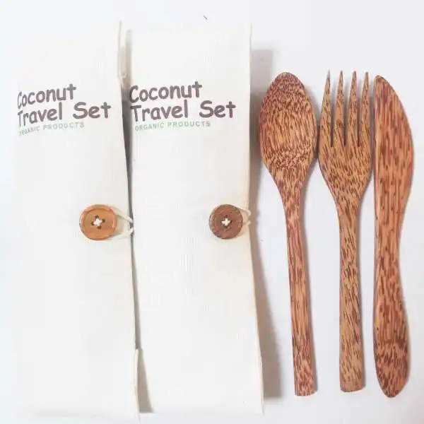 Reusable compostable coconut bamboo straw travel set in bag