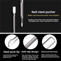 Trio d'outils de soin des cuticules en acier inoxydable de qualité supérieure, ciseaux à cuticules et pousse-cuticules multifonctionnels avec nettoyage des ongles