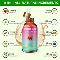 Greenpie Système immunitaire adulte Digestion Santé 60ml Vegan Berberine Gouttes liquides orales Extrait d'herbes Complément alimentaire