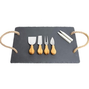 Plateau de service en ardoise noire avec poignée, Snacks carrés de cuisine - Product Image 4