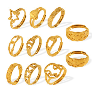 Minimalist Geometric <b>Ring</b> <b>Set</b> <b>Gold</b> Tone Unisex Fashion Jewelry Gift Index Finger <b>Rings</b> - Product Image 5