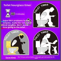 Nouveau minuteur de cinq minutes en forme de toilette en plastique, type sablier, avec structure mobile, jouet de décompression, cadeau anti-stress pour la maison
