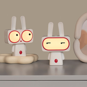 Veilleuse Bobi <span class=keywords><strong>Lapin</strong></span>, adorable <span class=keywords><strong>lampe</strong></span> de nuit rechargeable en forme de <span class=keywords><strong>lapin</strong></span> de dessin animé avec de grands yeux, batterie incluse - Product Image 1