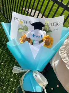 Nuevo lindo Dr. Oso flor artificial girasol ramo fábrica personaliza y procesa ceremonia de graduación regalos de vacaciones