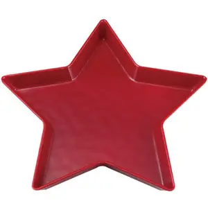 Vatansever kırmızı melamin yıldız tabak yemekleri sofra tatlı kurabiye
