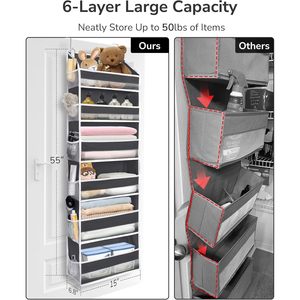 Organisateur à suspendre sur la porte, 18 poches, gris foncé, type crochet, rangement pour chambre à coucher, placard, jouets, cosmétiques, couches, articles divers - Product Image 2