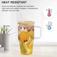 Gobelet en verre réutilisable écologique de 20 oz avec couvercle et paille, personnalisable avec logo, pour café glacé, boba, smoothie – Cadeau tendance pour les fêtes 2026