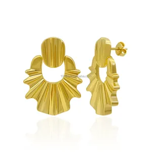 Exaggerated 18K Gold Plated Brass Earrings Oversized Wide Earrings Luxury Bridesmaid Earrings