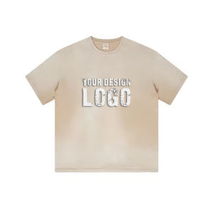 Camiseta Deportiva Holgada de Color Degradado de Moda Estadounidense para Hombre, Talla Grande, Logotipo Personalizado, Cuello Redondo de Algodón, Camisetas Lavadas para Hombre - Product Image 4