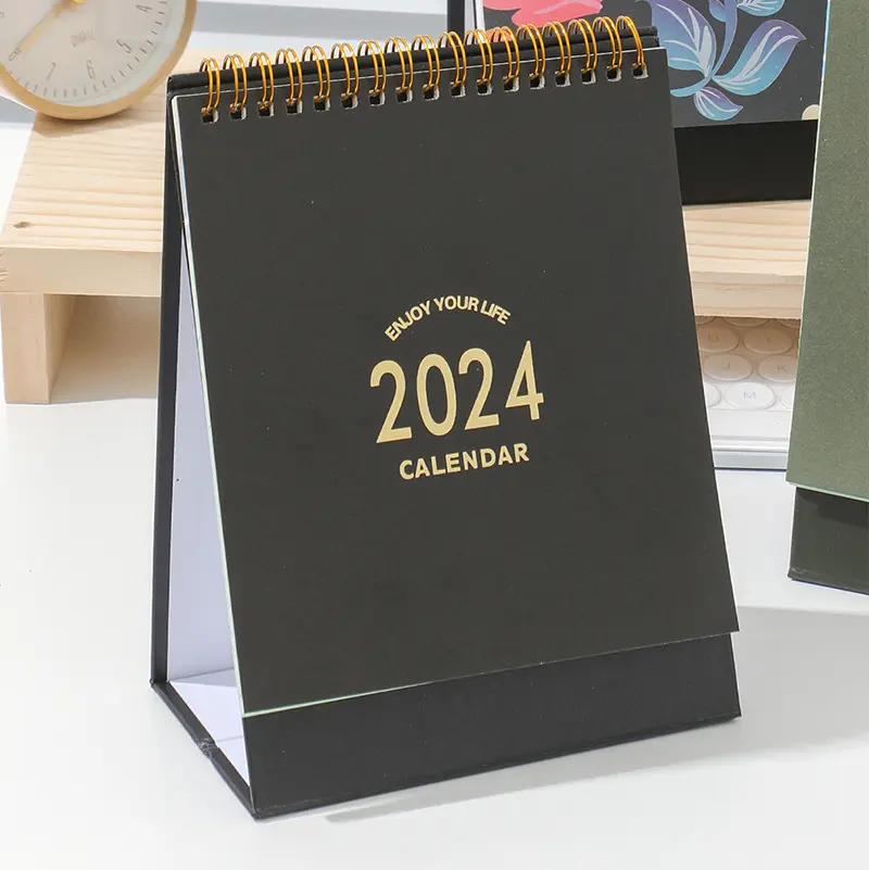 2024 Folie Morandi Kleur Engelse Bureaukalender Creatief Minimalistisch Plan Memo Time Management Zelfdiscipline Boek