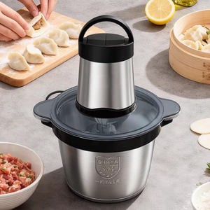 Procesador de Alimentos, Picadora de Alimentos de 2 Velocidades, Molinillo de Carne con Recipientes de Acero Inoxidable y Vidrio, Función de Apagado Automático con Botón Mejorado - Product Image 3