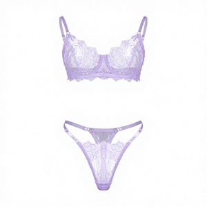 China Private Label Sheer Gorgeous Sexy Breathable Low-Rise Thongs Lingerie for Charming Mature Women Classic Bra and Panty Set - Product Image 3