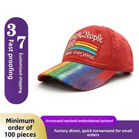 Casquette de baseball unisexe 6 panneaux en polyester/coton, style urbain tendance, motif arc-en-ciel coloré brodé, toutes saisons