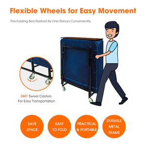 Capacidad 250kg de peso 200*80 Home Hotel Camas plegables de metal Camas plegables portátiles para el almuerzo Cama de invitados de hospital para pacientes - Product Image 5