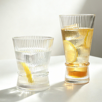 Verre à boire moderne à rayures verticales de 10 oz, verre highball côtelé, pour café glacé, jus, eau, qualité alimentaire, passe au lave-vaisselle, NOVARE