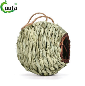 Nid d'<span class=keywords><strong>oiseau</strong></span> tissé à la main respectueux de l'environnement avec corde de suspension, maison en herbe naturelle <span class=keywords><strong>pour</strong></span> petits oiseaux sauvages - Product Image 1