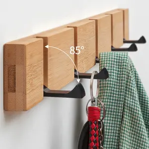 Kingze Bamboo Coat Rack Adhesive Sticker Wall Hanger Organisation Hooks Over The Door Hook Towel Rack Coat Hat Bathroom Ha
