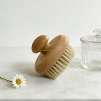 Brosse corporelle ovale en bois personnalisée avec logo PSH, poils en nylon, réutilisable, pour massage, exfoliation, douche, bain, nettoyage de la peau sèche