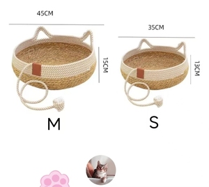 Groot winterwarm kattenbed van geweven natuurlijk riet, geschikt voor alle seizoenen, huisdierbenodigdheden groothandel - Product Image 6