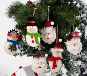 Декоративные фетровые красные Подвесные Украшения для новогодней елки, различные формы, рождественские украшения из фетра