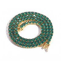 Cadena de Eslabones de Zirconia Verde de 4mm Estilo Hip-Hop Europeo y Americano, Collar para Hombre y Mujer, Cadena Tenis, Accesorio Transfronterizo