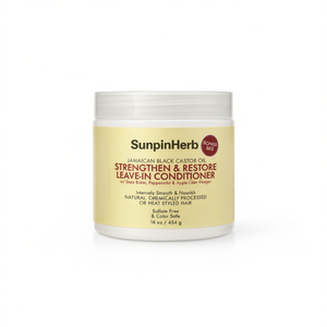 Acondicionador sin enjuague SunpinHerb con aceite de ricino negro jamaicano de 16 oz para cabello dañado y teñido, hidratante y reparador. - Product Image 1
