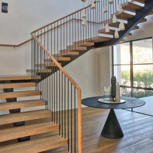 Escalera Interior Dúplex Recta <span class=keywords><strong>de</strong></span> Estilo Industrial Minimalista <span class=keywords><strong>de</strong></span> Lujo y Kits <span class=keywords><strong>de</strong></span> <span class=keywords><strong>Escaleras</strong></span> Modulares con Peldaños <span class=keywords><strong>de</strong></span> Madera - Product Image 4