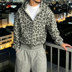 <span class=keywords><strong>Sweat</strong></span>-shirts <span class=keywords><strong>à</strong></span> <span class=keywords><strong>capuche</strong></span> pour hommes, surdimensionnés, zippés, de haute qualité, streetwear, imprimé léopard Y2K, pour hommes, fournisseur personnalisé - Product Image 1