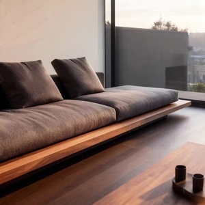 Nouveau canapé multifonction en bois massif de noyer noir d'Amérique du Nord de style Zen haut de gamme à trois places pour bureau, hôtel, maison d'hôtes, villa - Product Image 3