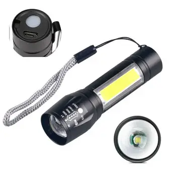 Clover EDC Portable mini Aluminum COB Tactical Torch Zoomable Torch Waterproof LED USB Emergency rechargeable Flashlight